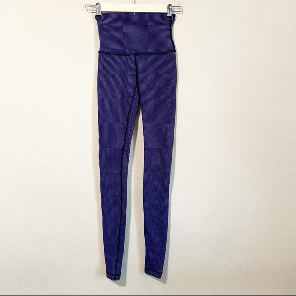 Lululemon Wunder Under Pant (Hi-Rise) Teeny Check Black Cerulean Blue - Picture 6 of 12